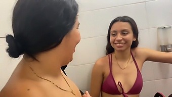 My Friend And Her Stepsister Kiss Passionately Before Heading To The Pool