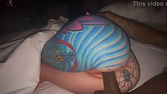 Tattooed Beauty Olivia Rides A Black Rod In Slo-Mo
