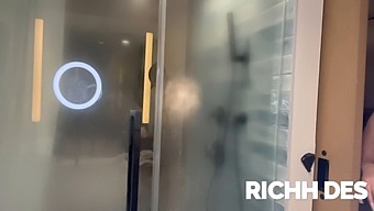 A Steamy Shower Scene With A Busty Teen And Her Secret Crush In A Hotel Room.